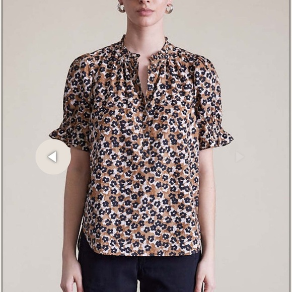 Apiece Apart Los Altos Top in Leopard short-sleeved blouse - Picture 1 of 6